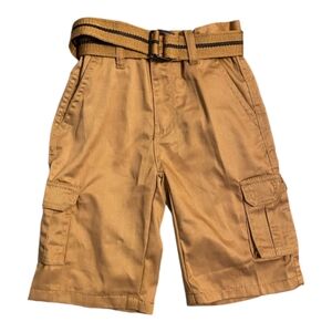Roadblock Tan/Brown Boy's Cargo Shorts W/Belt Sz 14